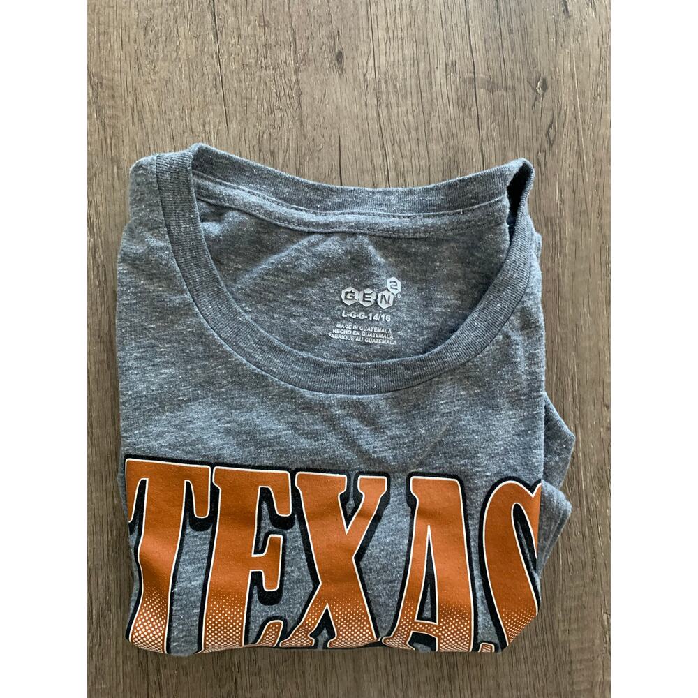 Texas Longhorns Women’s T-Shirt Gray Size Large – Burnt Orange Lettering